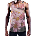 Pink Flowers Print Men's Workout Tank Top