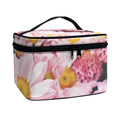Pink Flowers Print Travel Makeup Bag