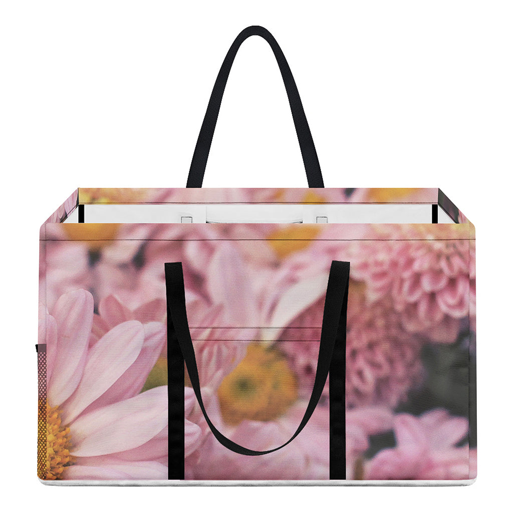 Pink Flowers Print Utility Tote Bag