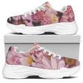 Pink Flowers Print White Chunky Shoes
