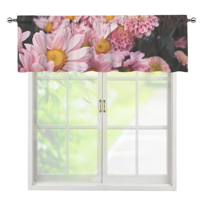 Pink Flowers Print Window Valance