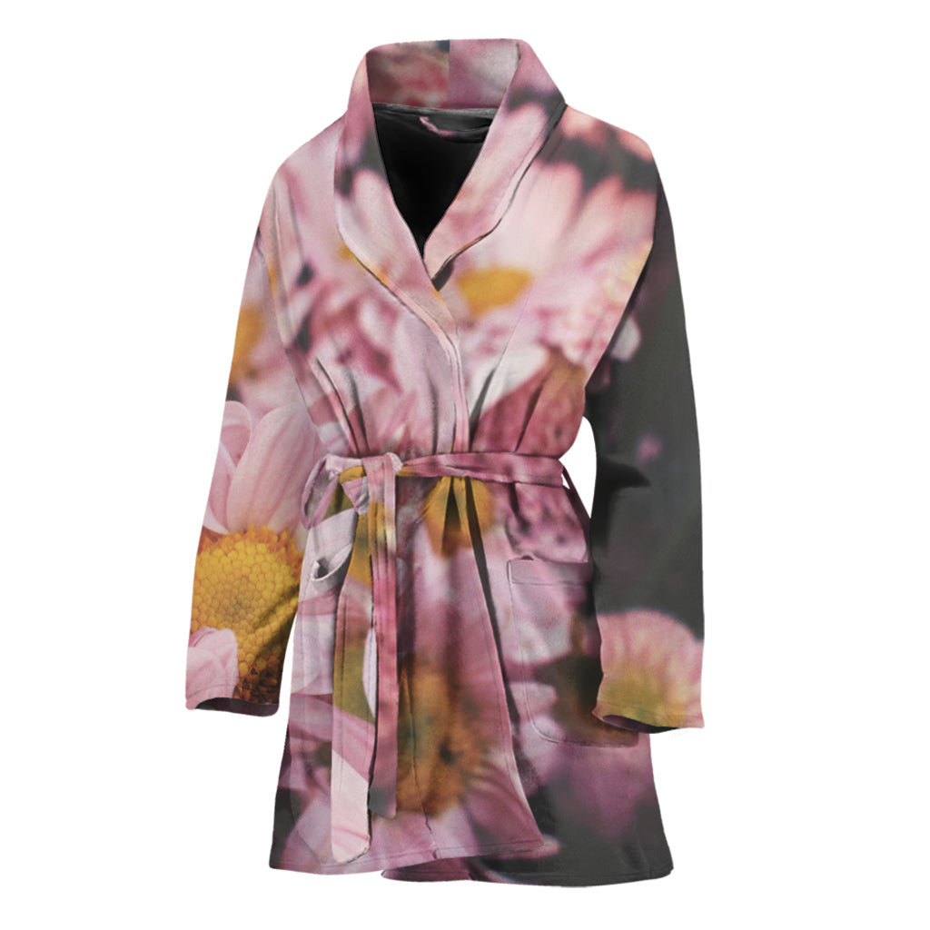 Pink Flowers Print Women's Bathrobe