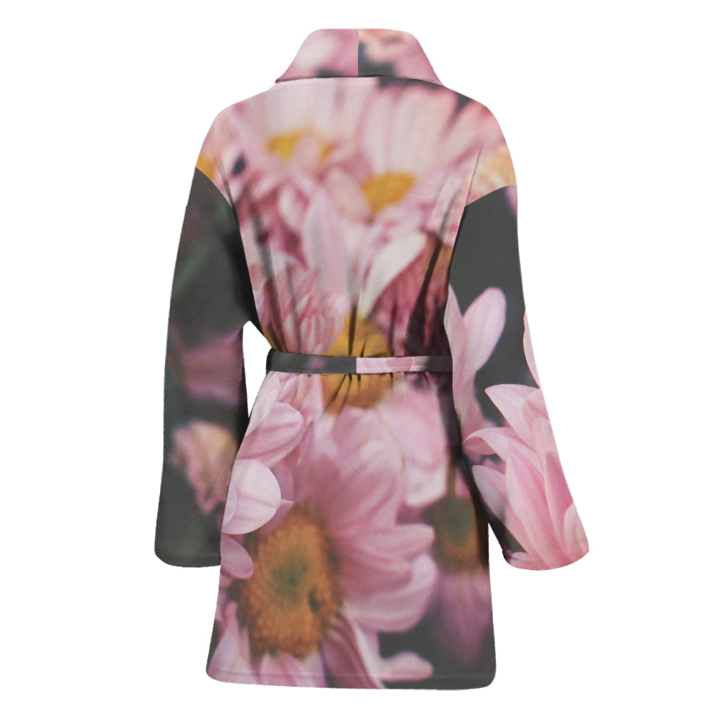 Pink Flowers Print Women's Bathrobe
