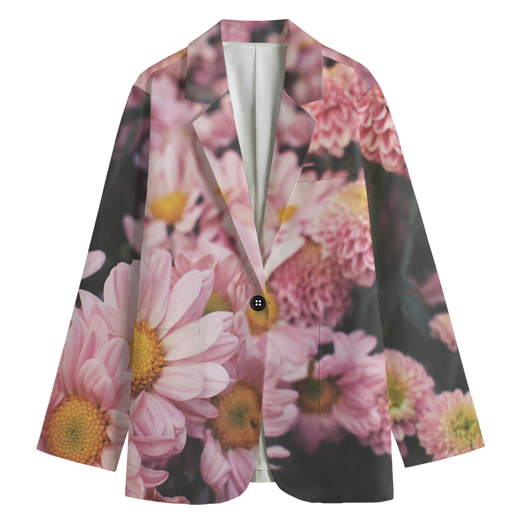 Pink Flowers Print Women's Blazer