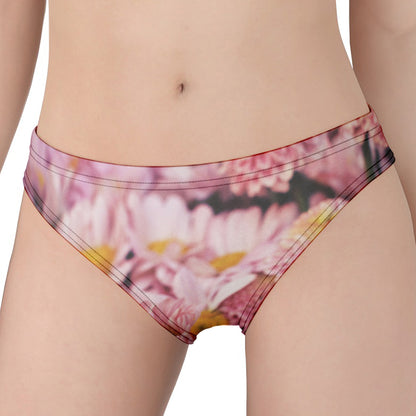 Pink Flowers Print Women's Panties