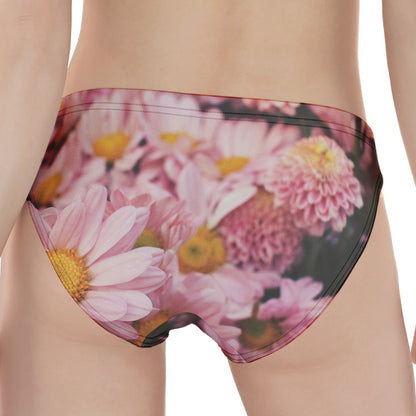 Pink Flowers Print Women's Panties