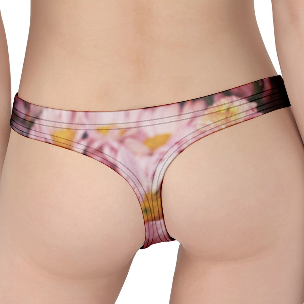 Pink Flowers Print Women's Thong