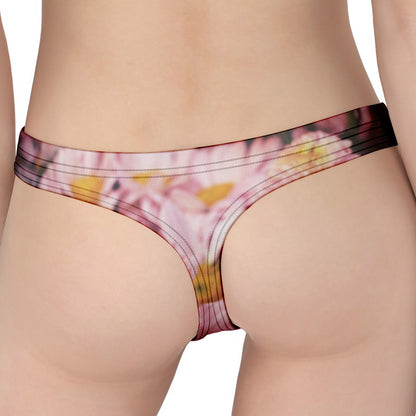 Pink Flowers Print Women's Thong