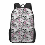 Pink Flowers Skull Pattern Print 17 Inch Backpack