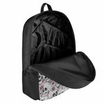 Pink Flowers Skull Pattern Print 17 Inch Backpack