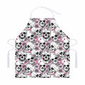 Pink Flowers Skull Pattern Print Adjustable Apron