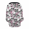 Pink Flowers Skull Pattern Print Baby Seat Cover