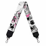 Pink Flowers Skull Pattern Print Bag Strap