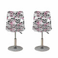 Pink Flowers Skull Pattern Print Bar Stool Covers
