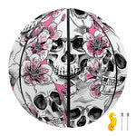 Pink Flowers Skull Pattern Print Basketball