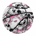 Pink Flowers Skull Pattern Print Basketball