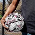 Pink Flowers Skull Pattern Print Basketball