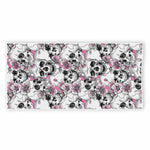 Pink Flowers Skull Pattern Print Beach Towel
