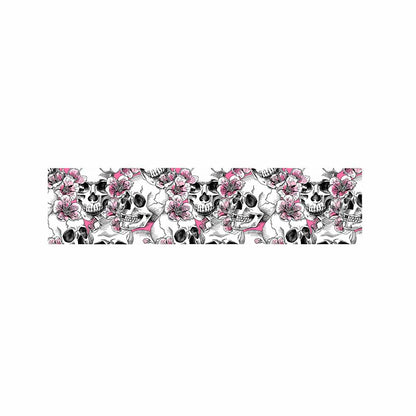 Pink Flowers Skull Pattern Print Bed Runner