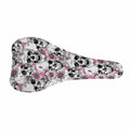 Pink Flowers Skull Pattern Print Bicycle Seat Cover