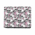 Pink Flowers Skull Pattern Print Bifold Wallet
