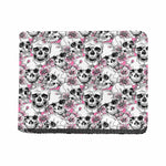 Pink Flowers Skull Pattern Print Bifold Wallet