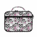 Pink Flowers Skull Pattern Print Briefcase Bible Bag