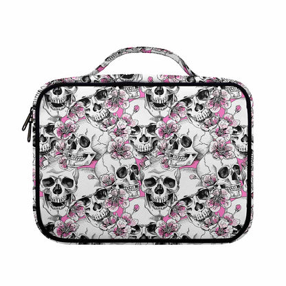 Pink Flowers Skull Pattern Print Briefcase Bible Bag