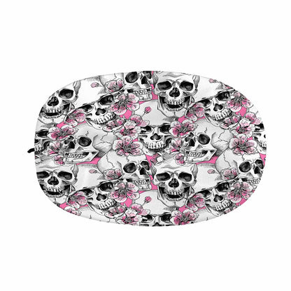Pink Flowers Skull Pattern Print Car Side Mirror Covers
