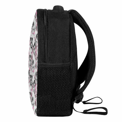 Pink Flowers Skull Pattern Print Casual Backpack