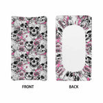 Pink Flowers Skull Pattern Print Changing Pad Cover