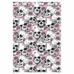 Pink Flowers Skull Pattern Print Curtain