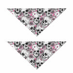 Pink Flowers Skull Pattern Print Dog Bandana