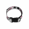 Pink Flowers Skull Pattern Print Dog Collar