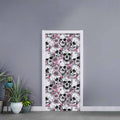 Pink Flowers Skull Pattern Print Door Sticker