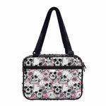 Pink Flowers Skull Pattern Print Double Strap Bible Bag