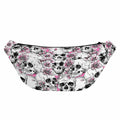 Pink Flowers Skull Pattern Print Fanny Pack