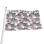 Pink Flowers Skull Pattern Print Flag