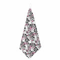 Pink Flowers Skull Pattern Print Hand Towel
