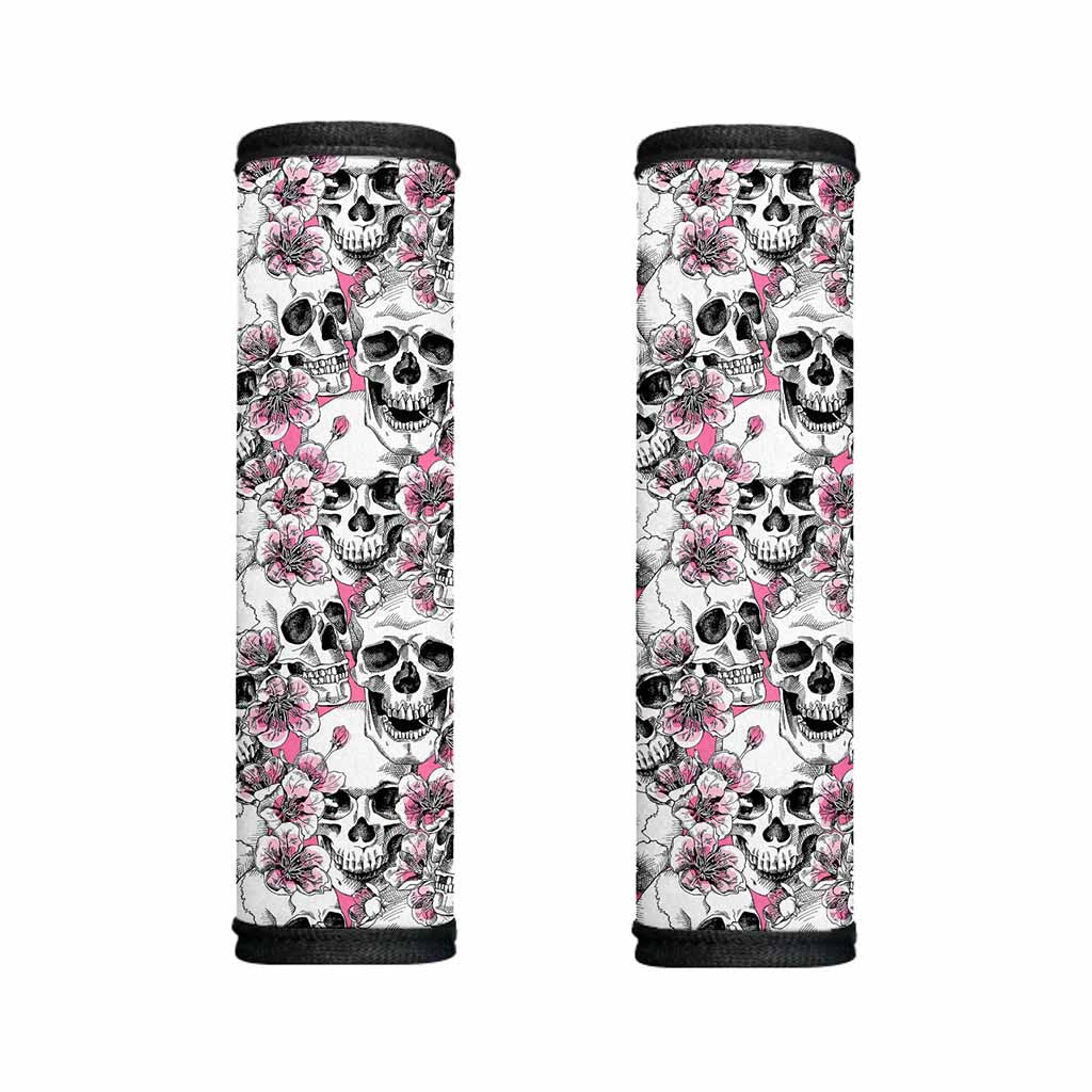 Pink Flowers Skull Pattern Print Handle Covers