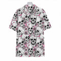 Pink Flowers Skull Pattern Print Hawaiian Shirt