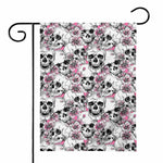 Pink Flowers Skull Pattern Print House Flag