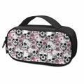 Pink Flowers Skull Pattern Print Portable Cooler Travel Case