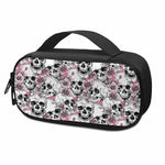 Pink Flowers Skull Pattern Print Insulin Cooler Travel Case