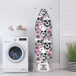 Pink Flowers Skull Pattern Print Ironing Board Cover