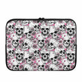 Pink Flowers Skull Pattern Print Laptop Sleeve