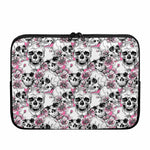 Pink Flowers Skull Pattern Print Laptop Sleeve