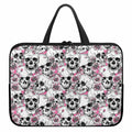 Pink Flowers Skull Pattern Print Laptop Sleeve With Handle