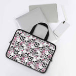 Pink Flowers Skull Pattern Print Laptop Sleeve With Handle