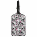 Pink Flowers Skull Pattern Print Luggage Tag